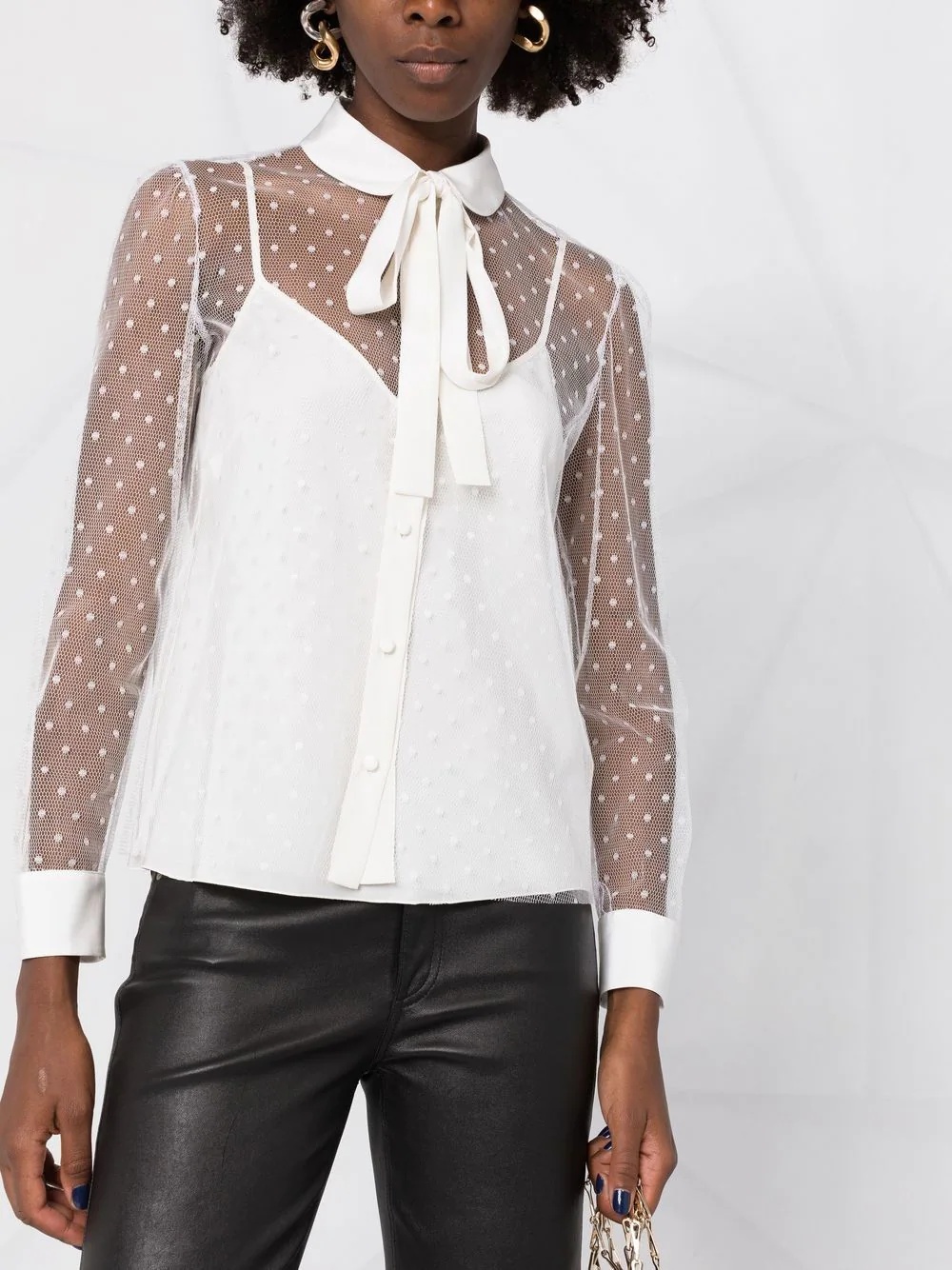 point d'esprit long-sleeved blouse - 3