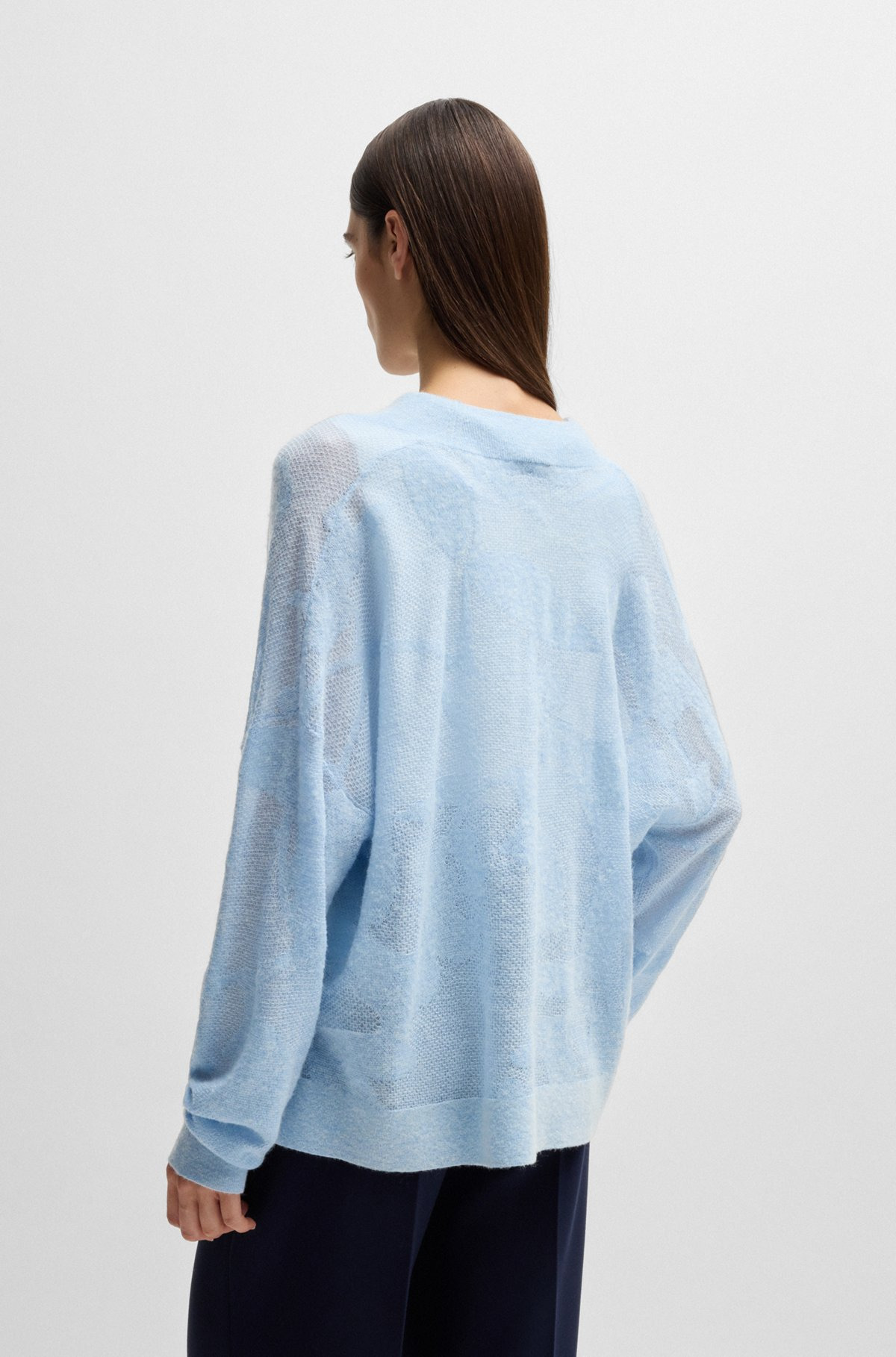 V-NECK SWEATER IN FLORAL KNITTED JACQUARD - 4