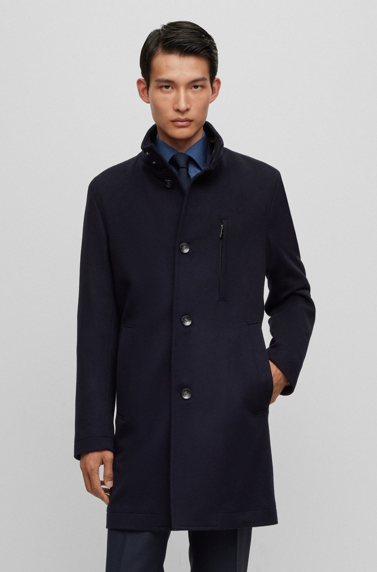 SLIM-FIT FORMAL COAT IN VIRGIN WOOL AND CASHMERE - 2