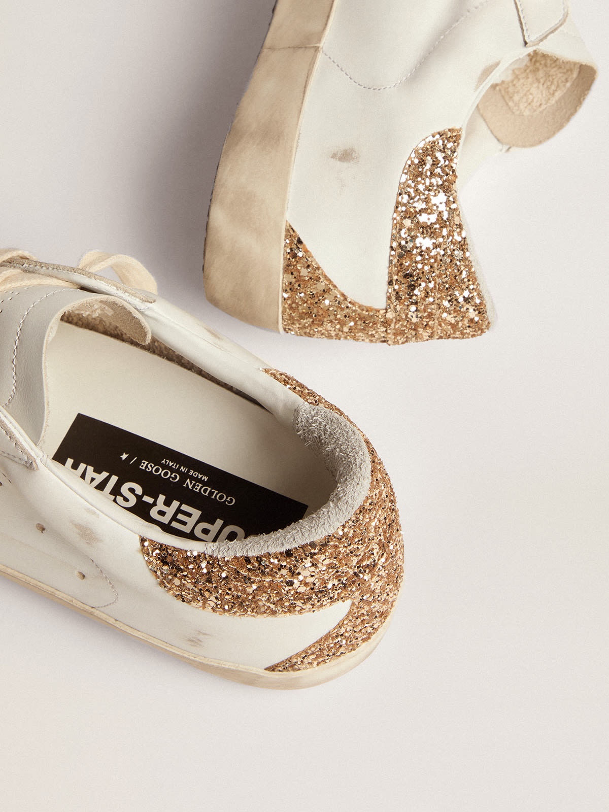 Super-Star sneakers with snake-print silver leather star and gold glitter heel tab - 5