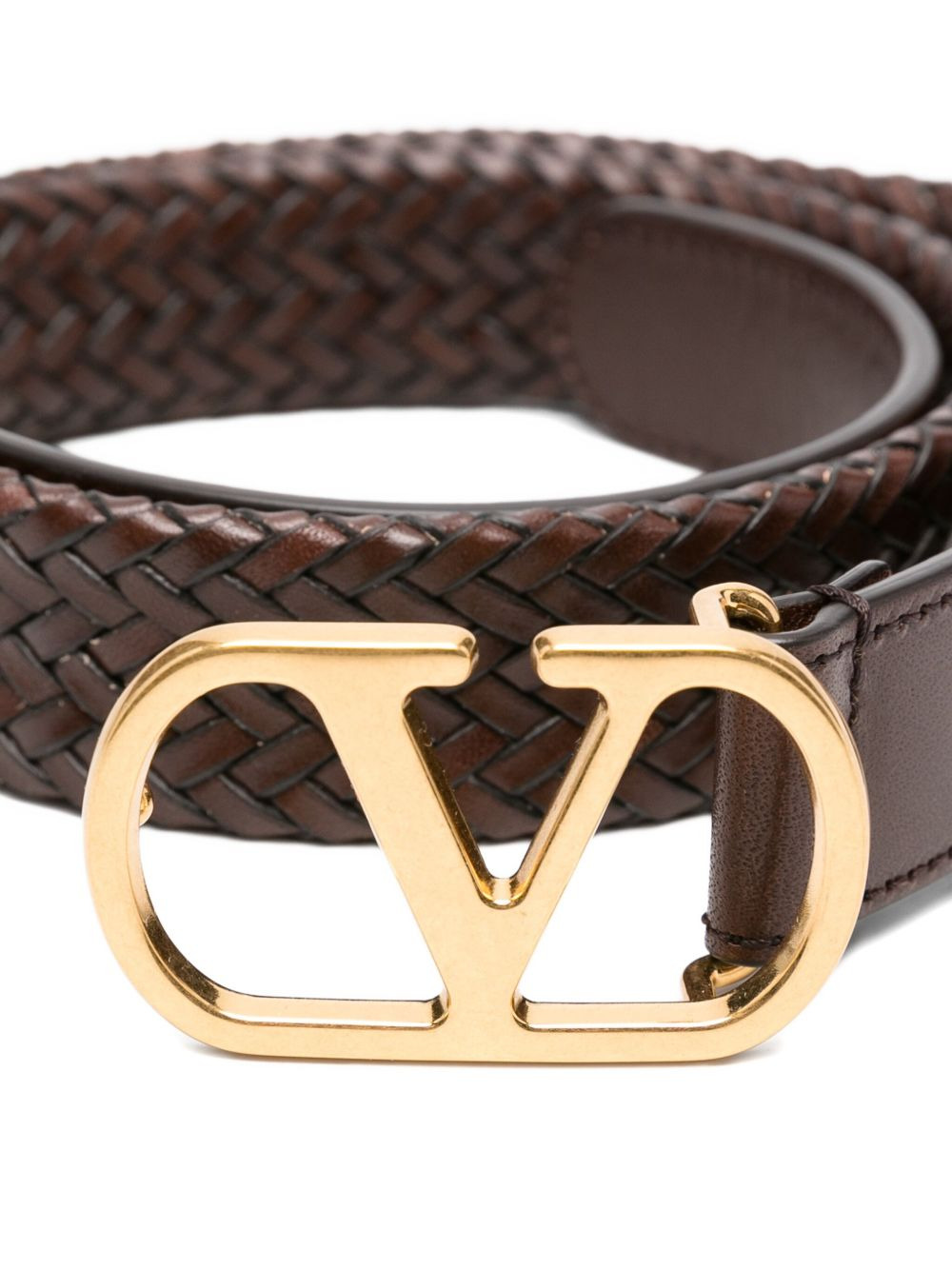 VLogo braided leather belt - 2