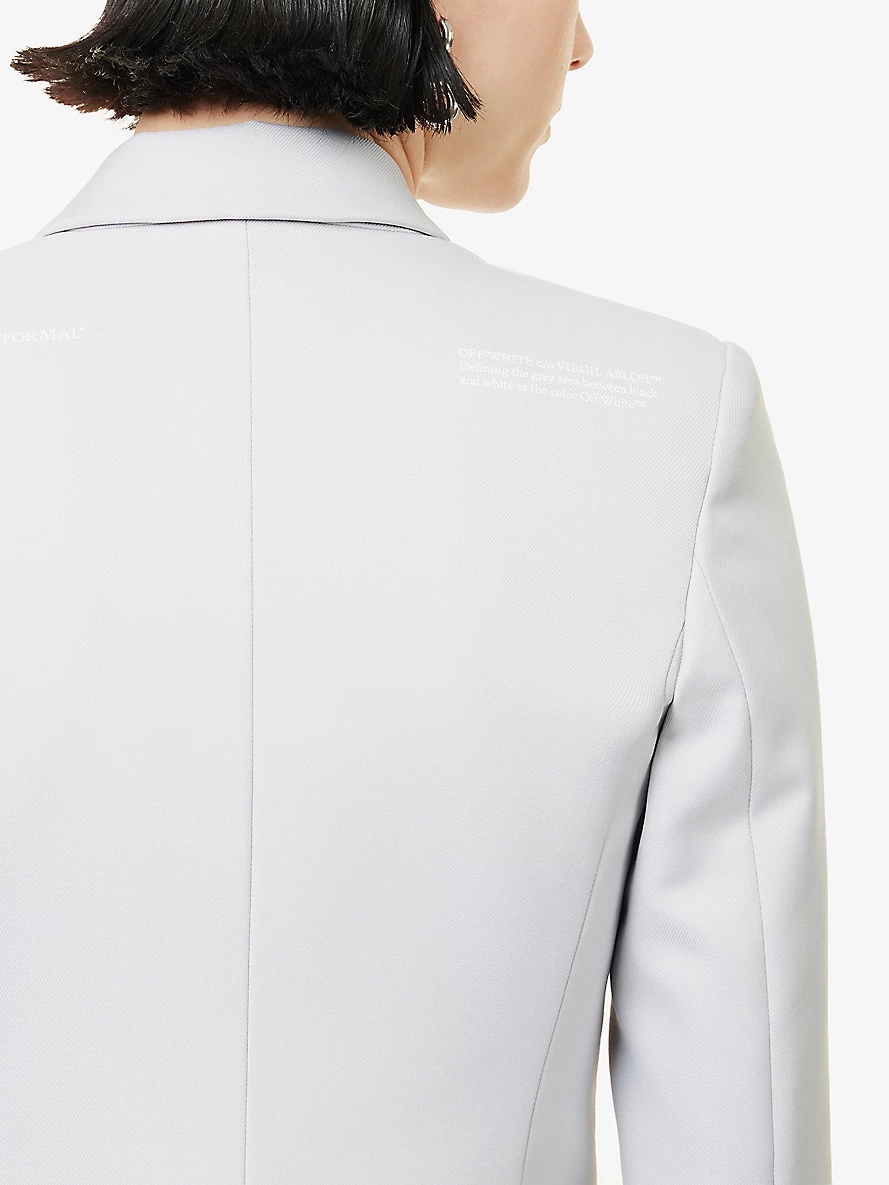 Corporate Tech brand-print single-breasted woven blazer - 5