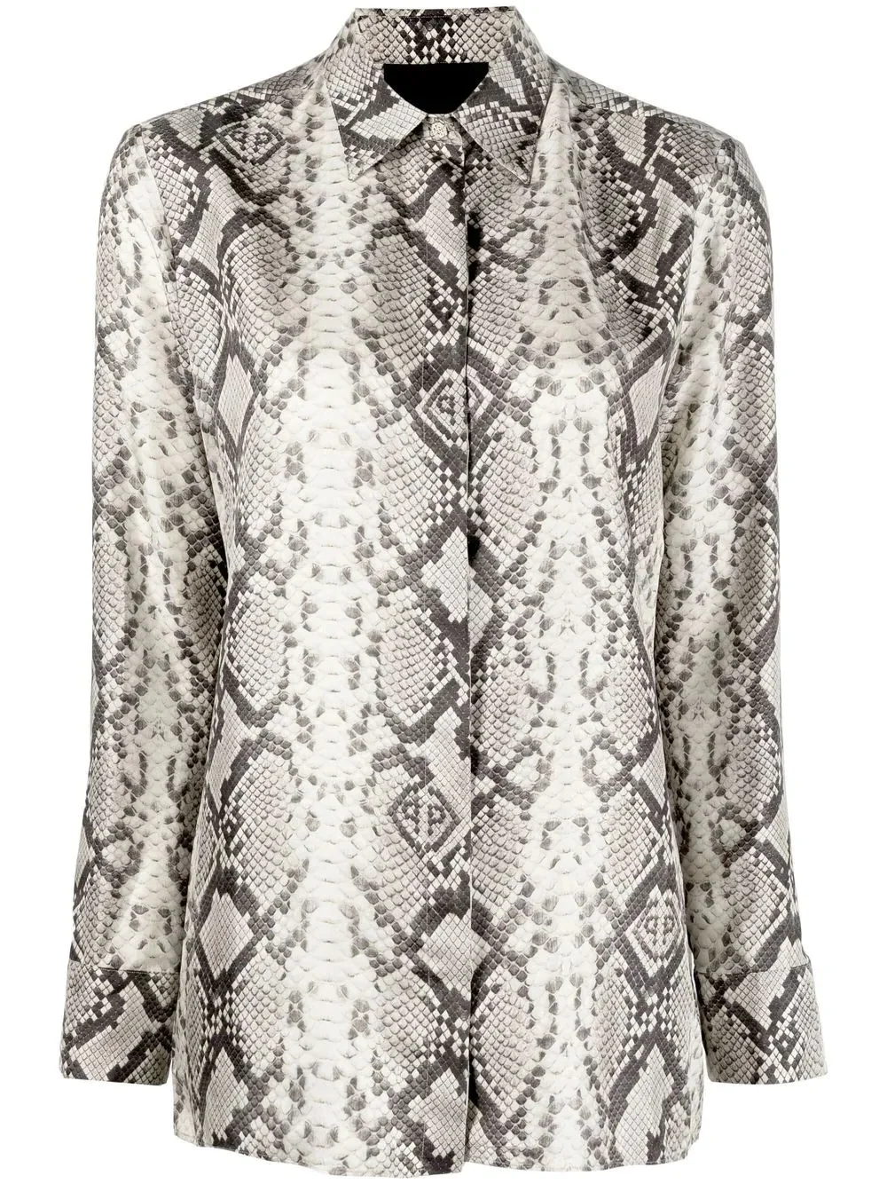 snakeskin-print button-down shirt - 1