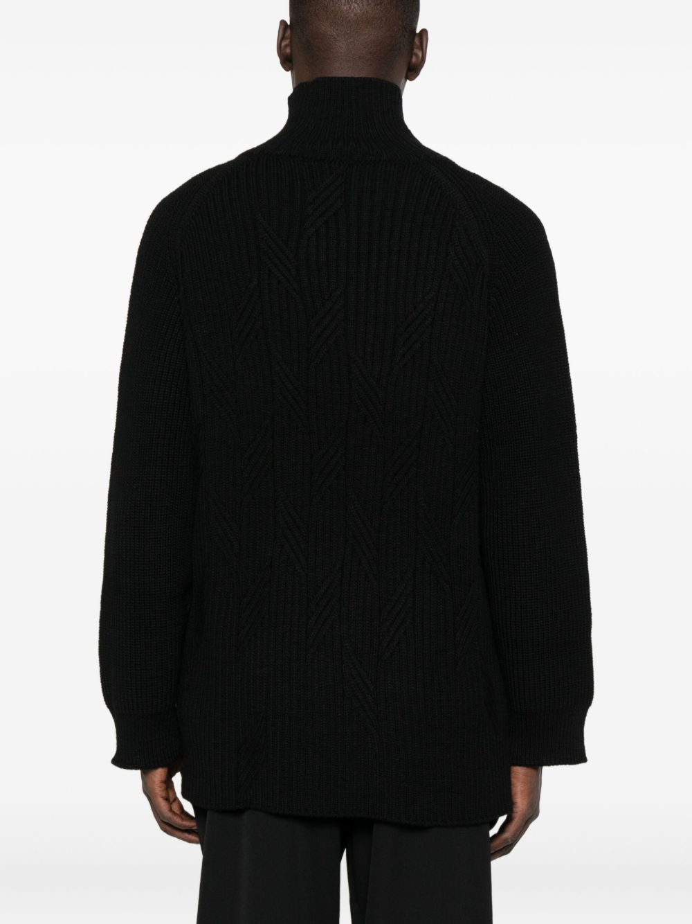 high-neck cable-knit sweater - 4