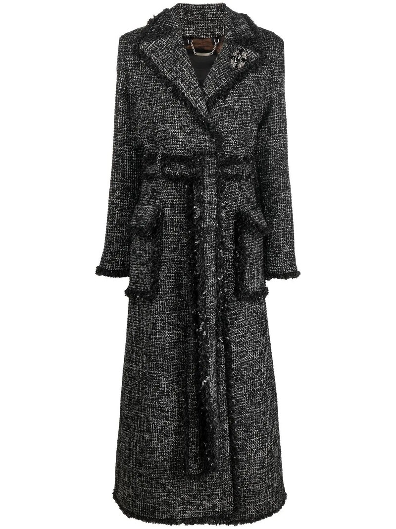 belted-waist bouclé coat 1