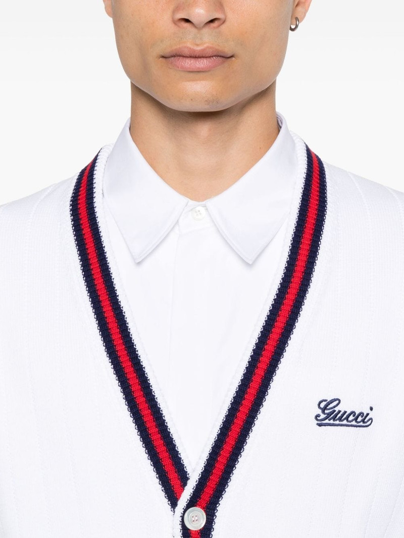 logo-embroidered cardigan 5