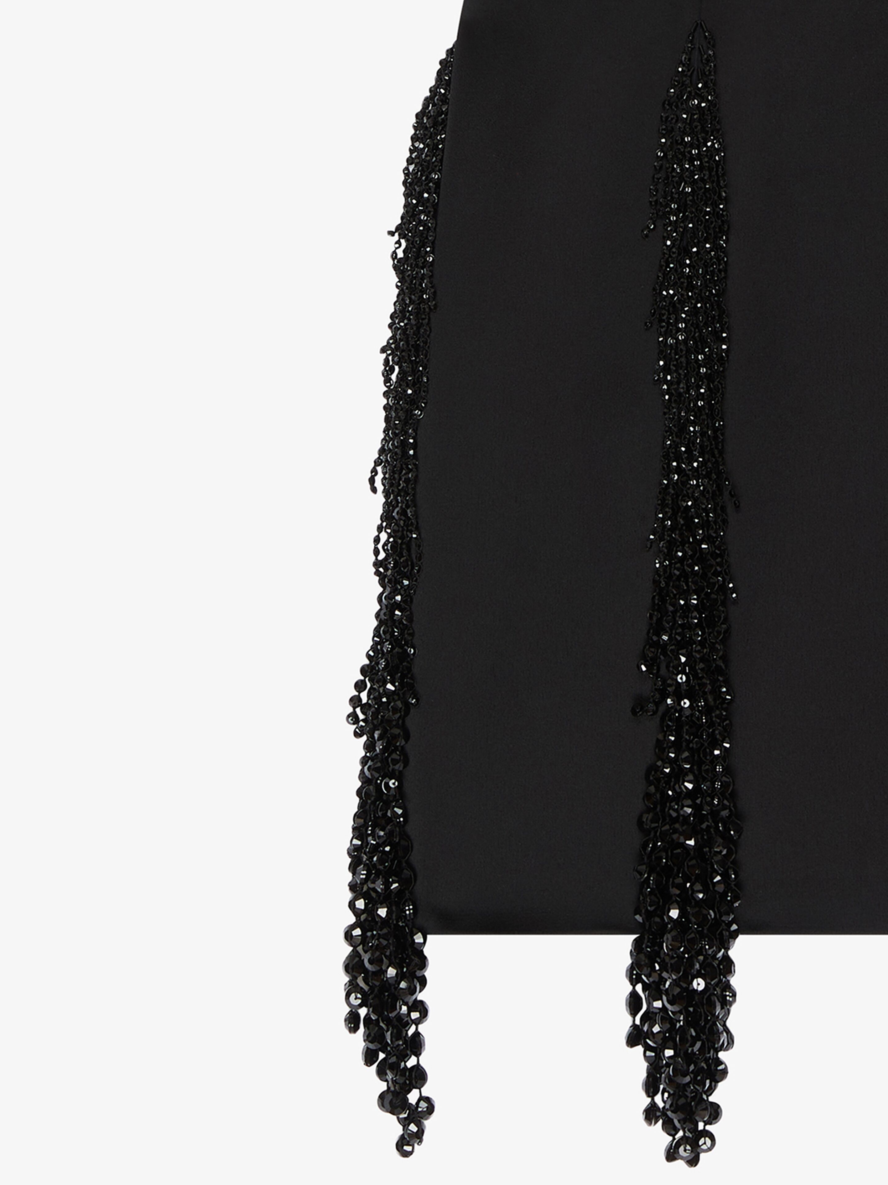 STRAPLESS DRESS IN CREPE SATIN WITH CRYSTAL FRINGES - 4