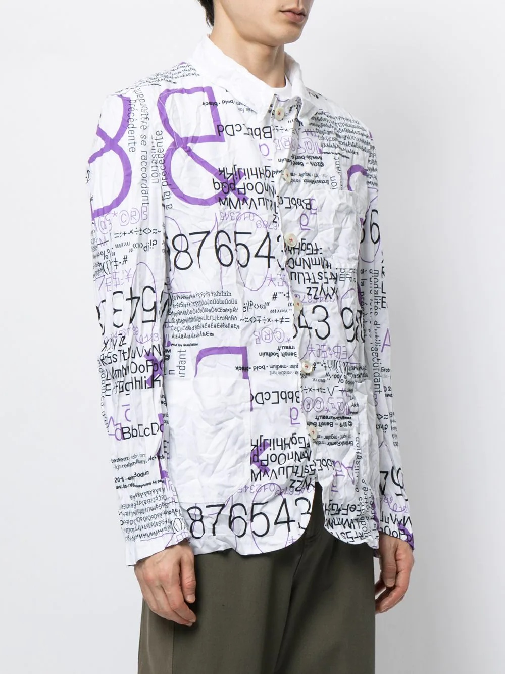 typography-print creased blazer - 3