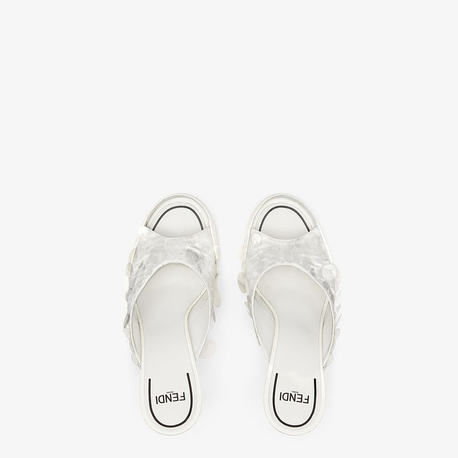 Satin slides with white oversized sequin embroidery - 4