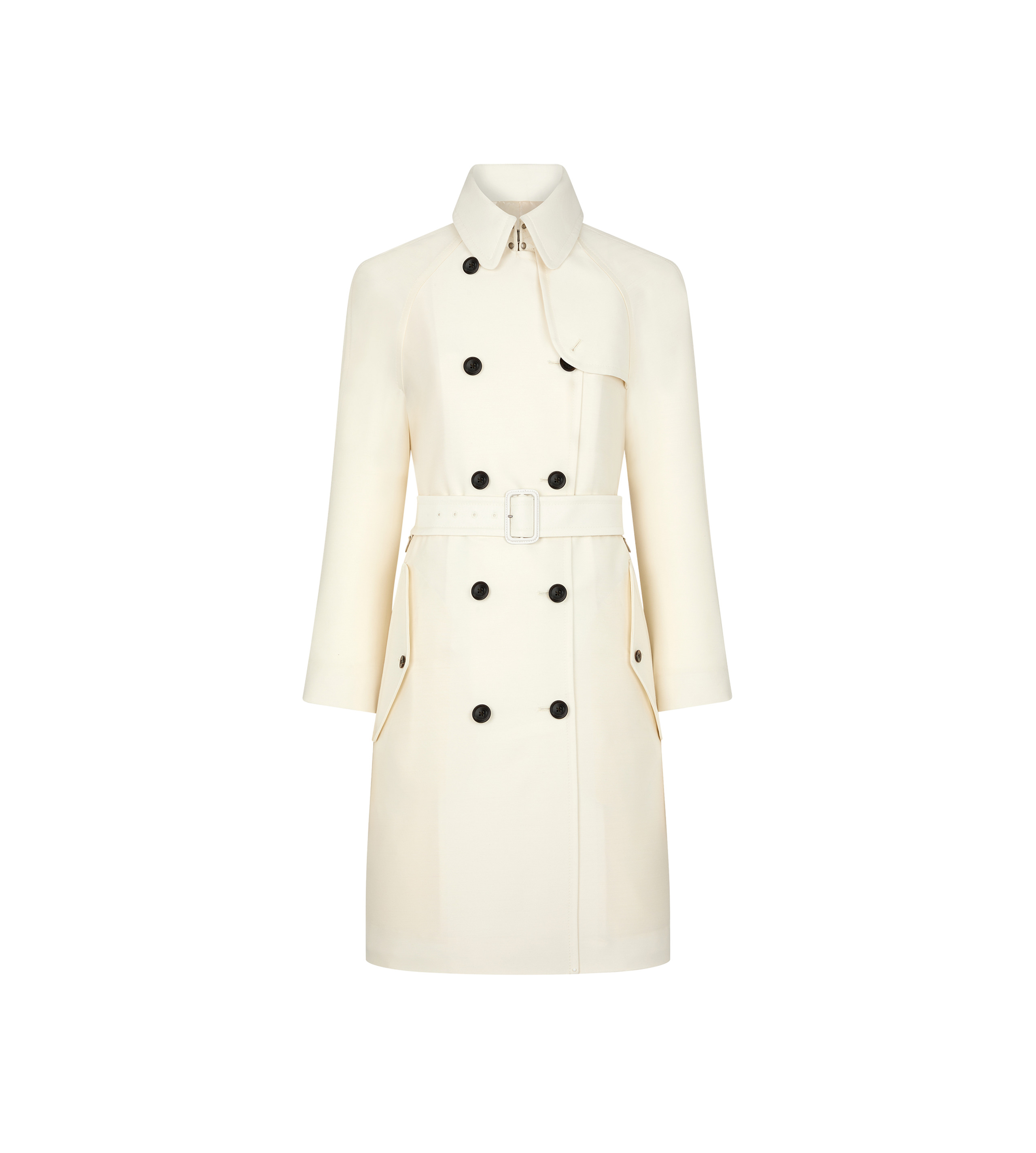 WOOL AND SILK BLEND TWILL TRENCH COAT - 5
