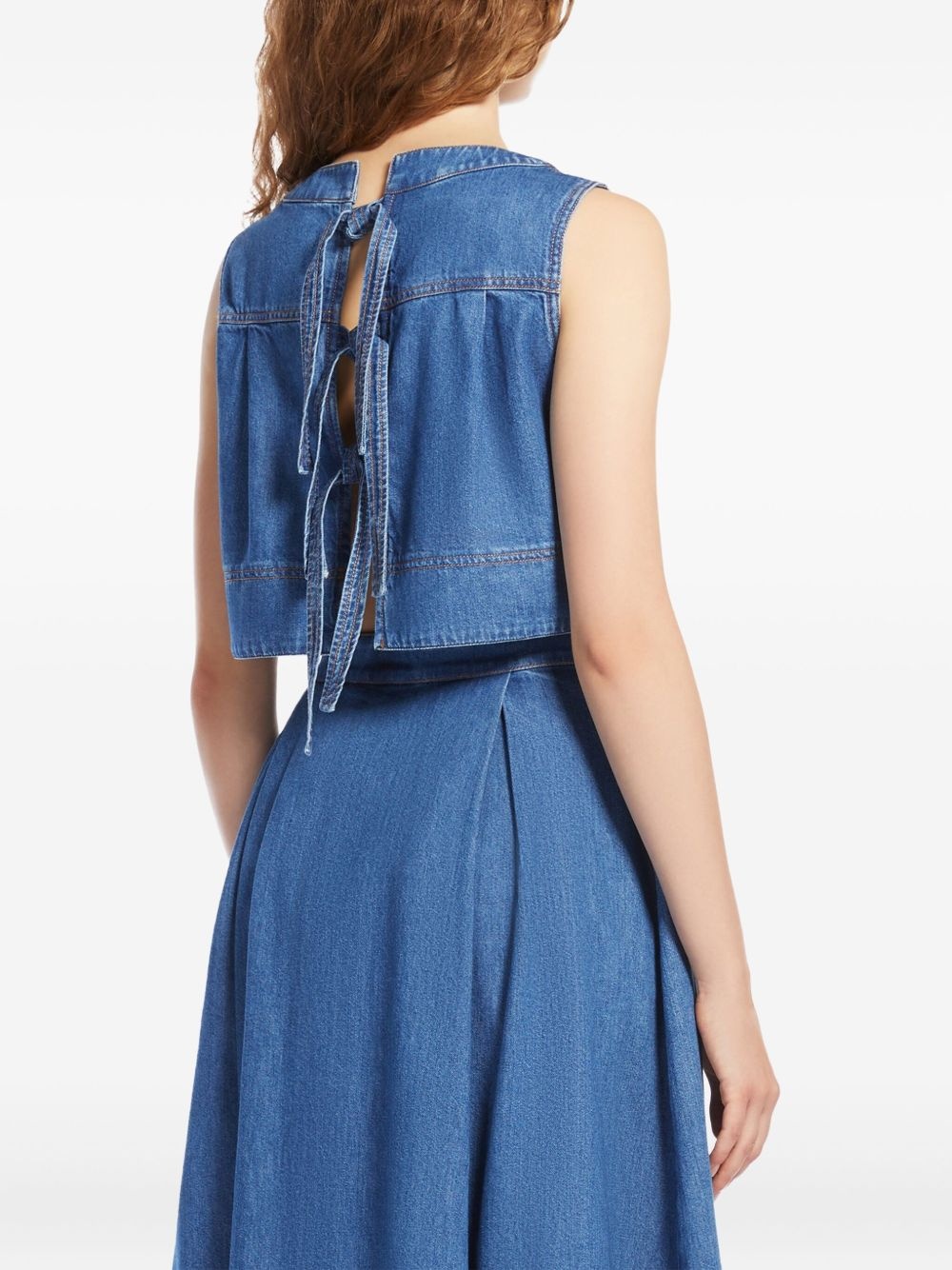denim back-tie crop top - 3