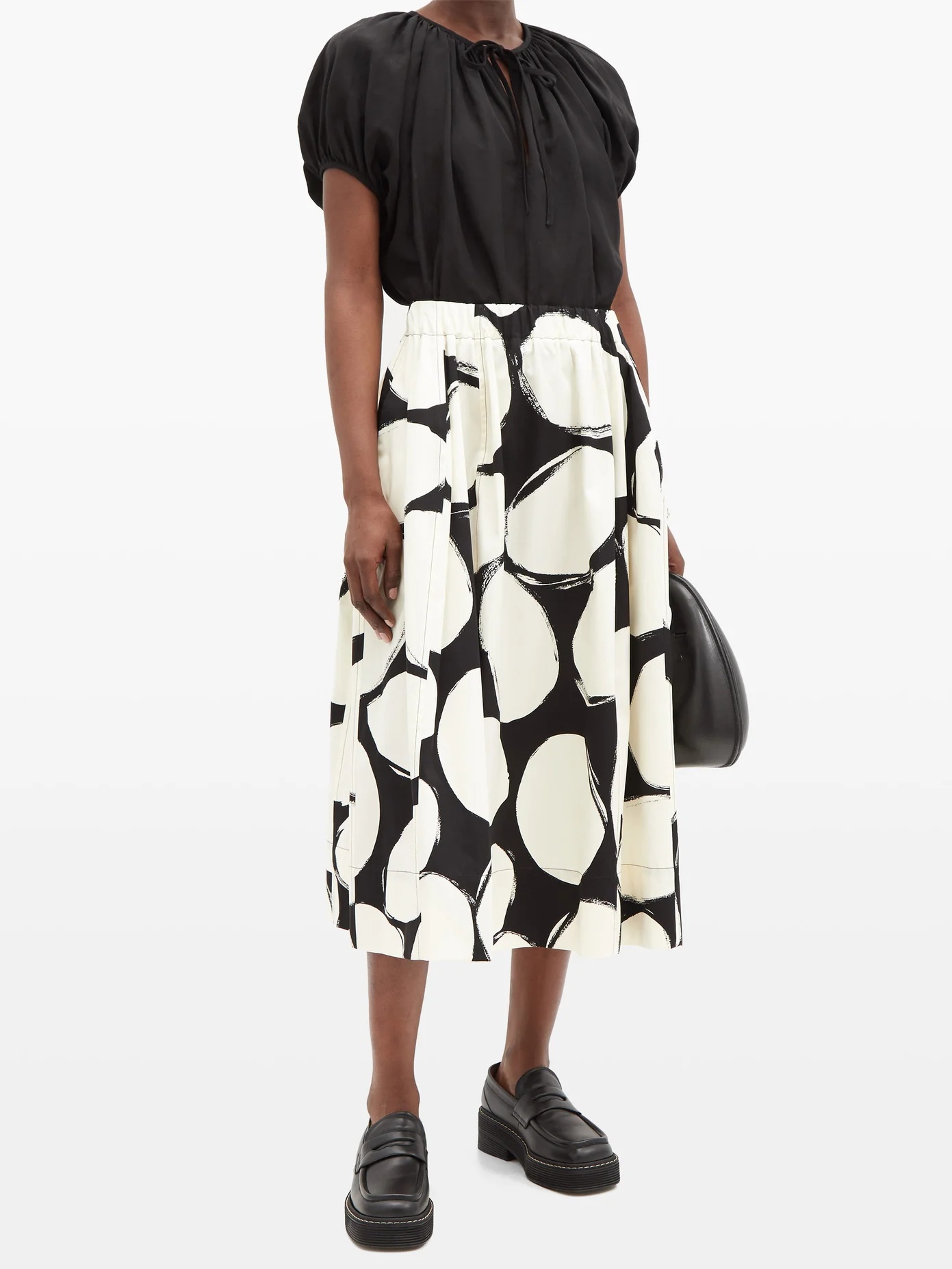 Oval-print A-line crepe skirt - 2