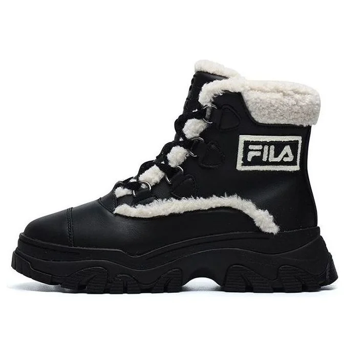 (WMNS) FILA Warm Snow Boots 'Black White' F12W144404FBK - 1