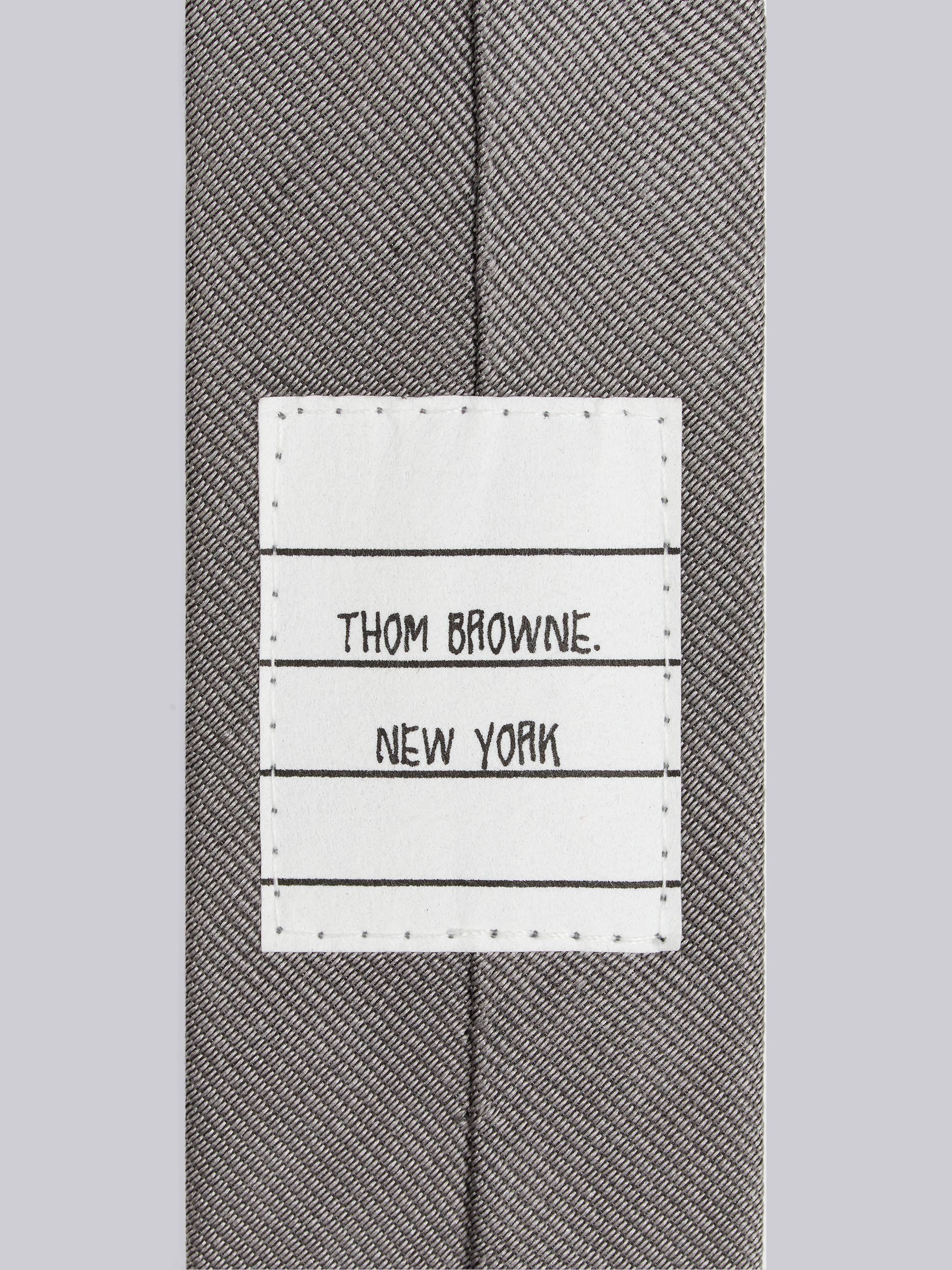 Medium Grey Silk Jacquard Stripe Plane Icon Tie - 2