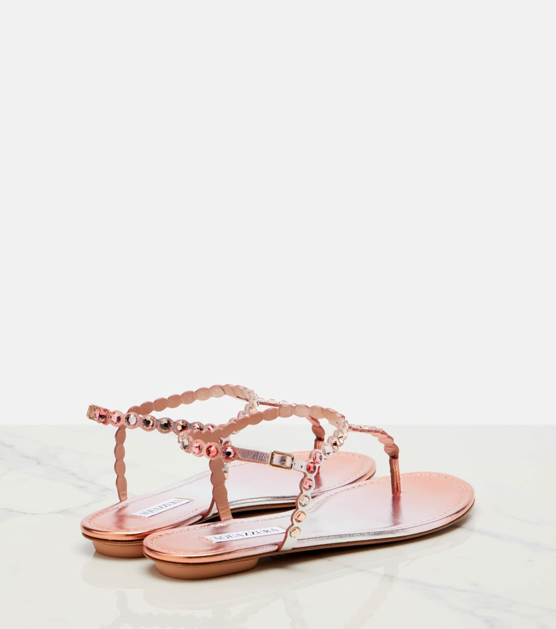 AQUAZZURA Tequila embellished leather thong sandals outlook