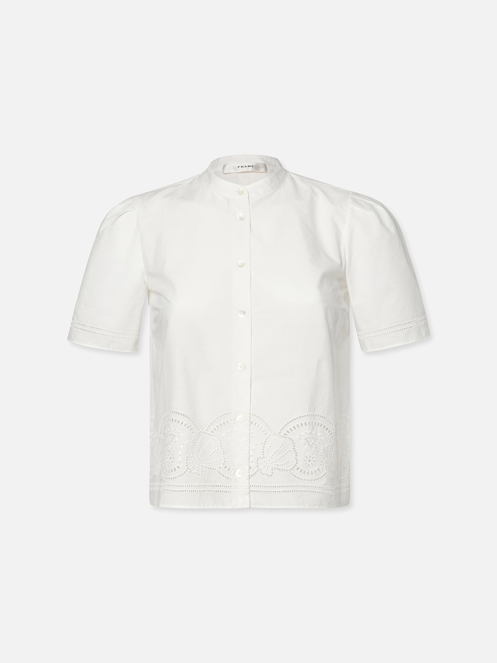 Embroidered Short Sleeve Shirt in White - 1