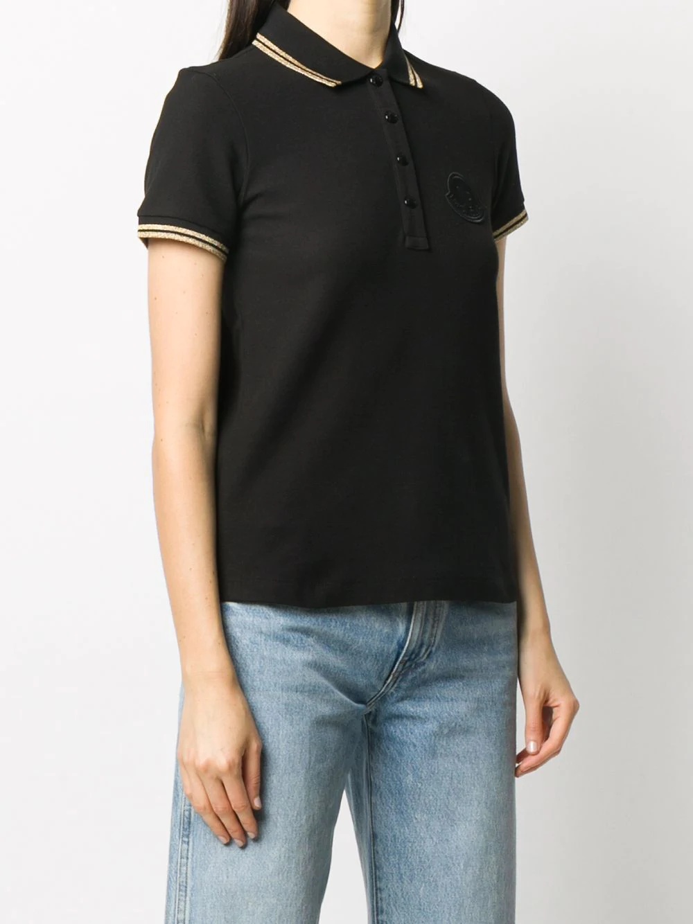 metallic-stripe trim polo shirt - 3