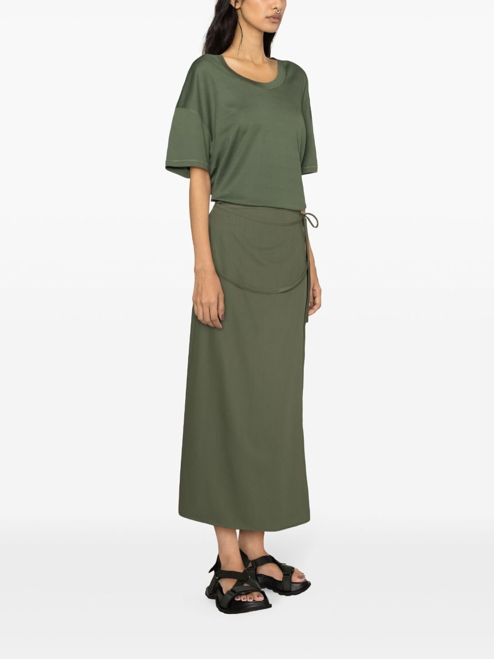 tied wrap midi skirt - 3