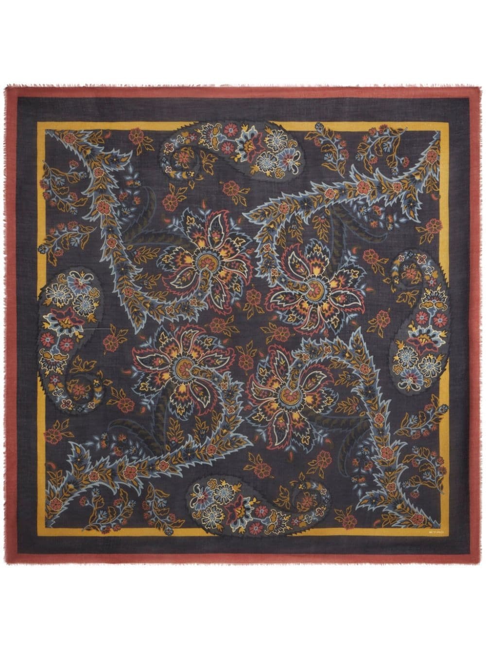 paisley-print wool-silk blend scarf - 1
