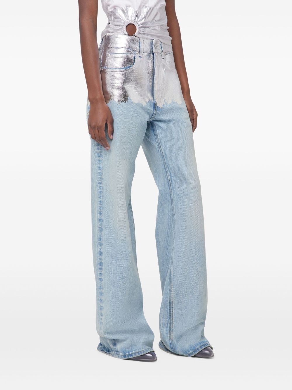 metallic detailing jeans - 4
