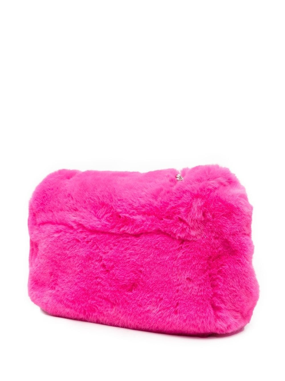 logo plaque faux fur crossbody bag - 4