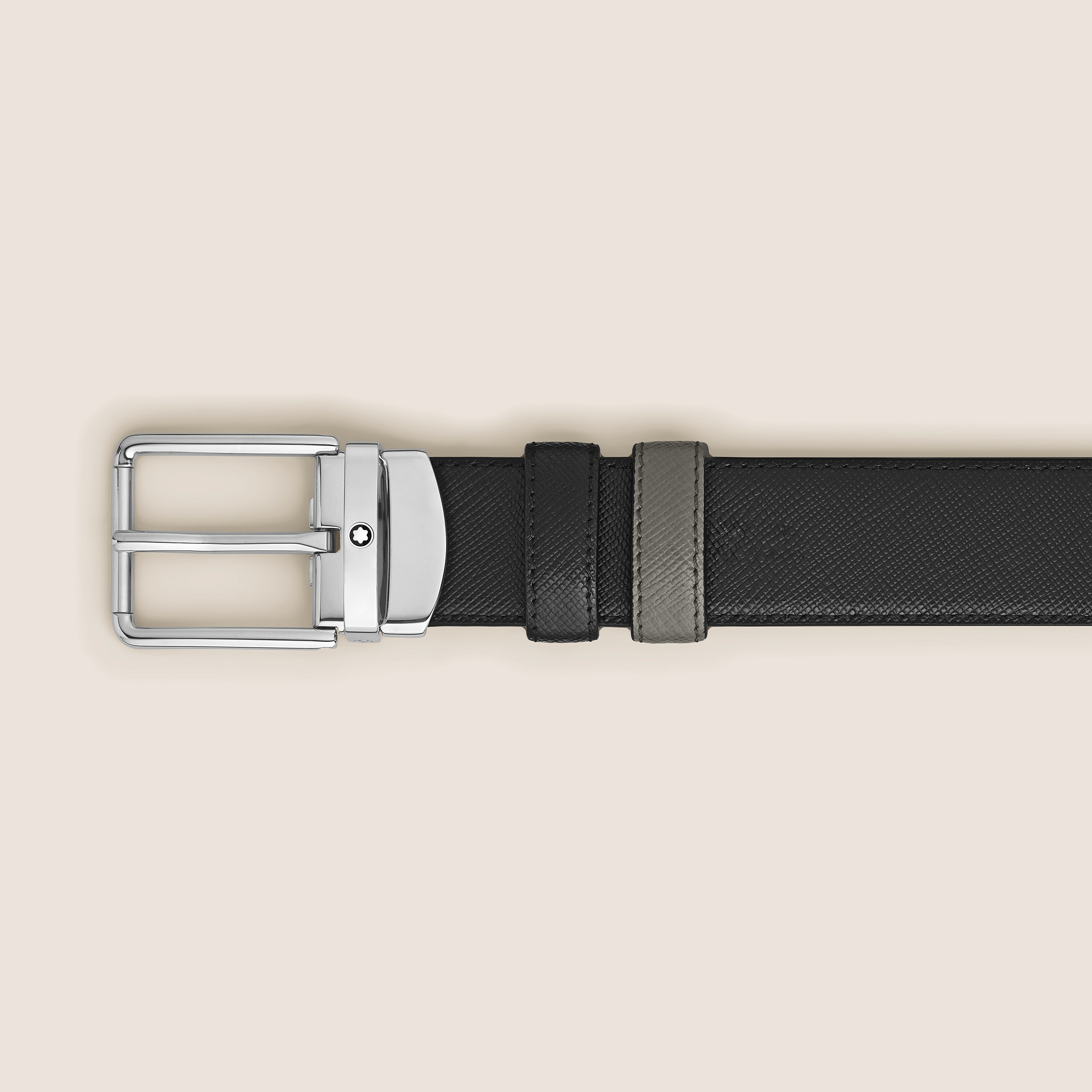 MEDIUM GREY/BLACK 30MM REVERSIBLE LEATHER STRAP - 2