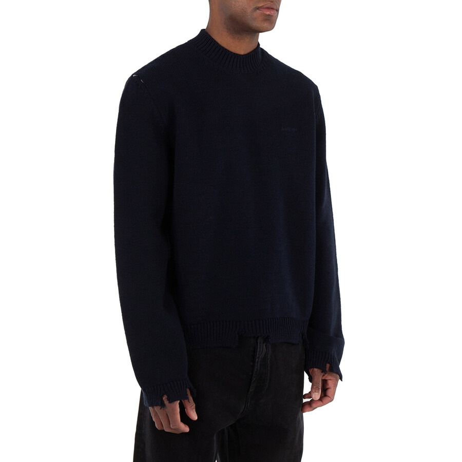 Ambush Navy Felted Knit Distressed Jumper - 5