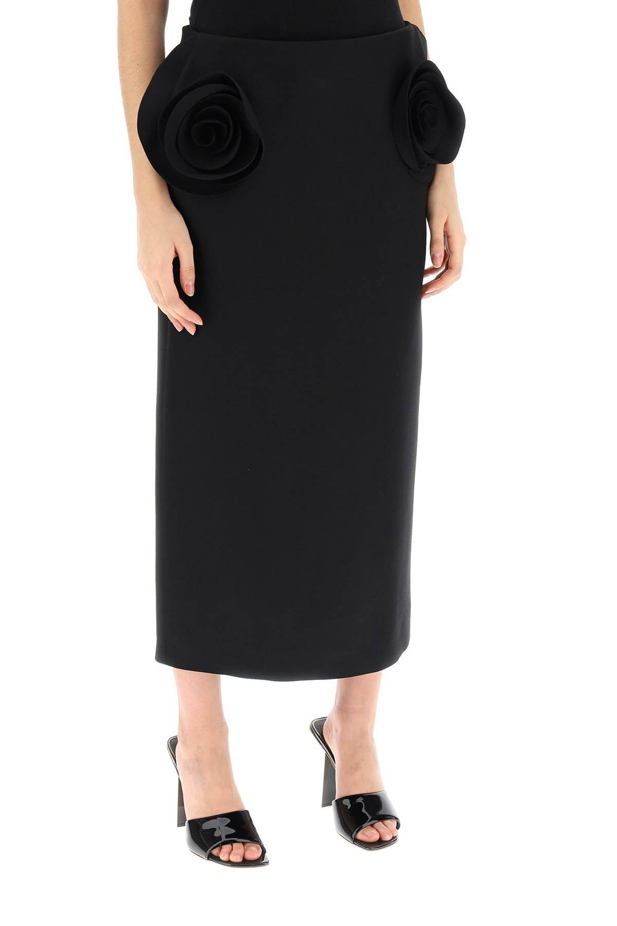 CREPE COUTURE PENCIL SKIRT WITH ROSE APPLIQUÉS - 3