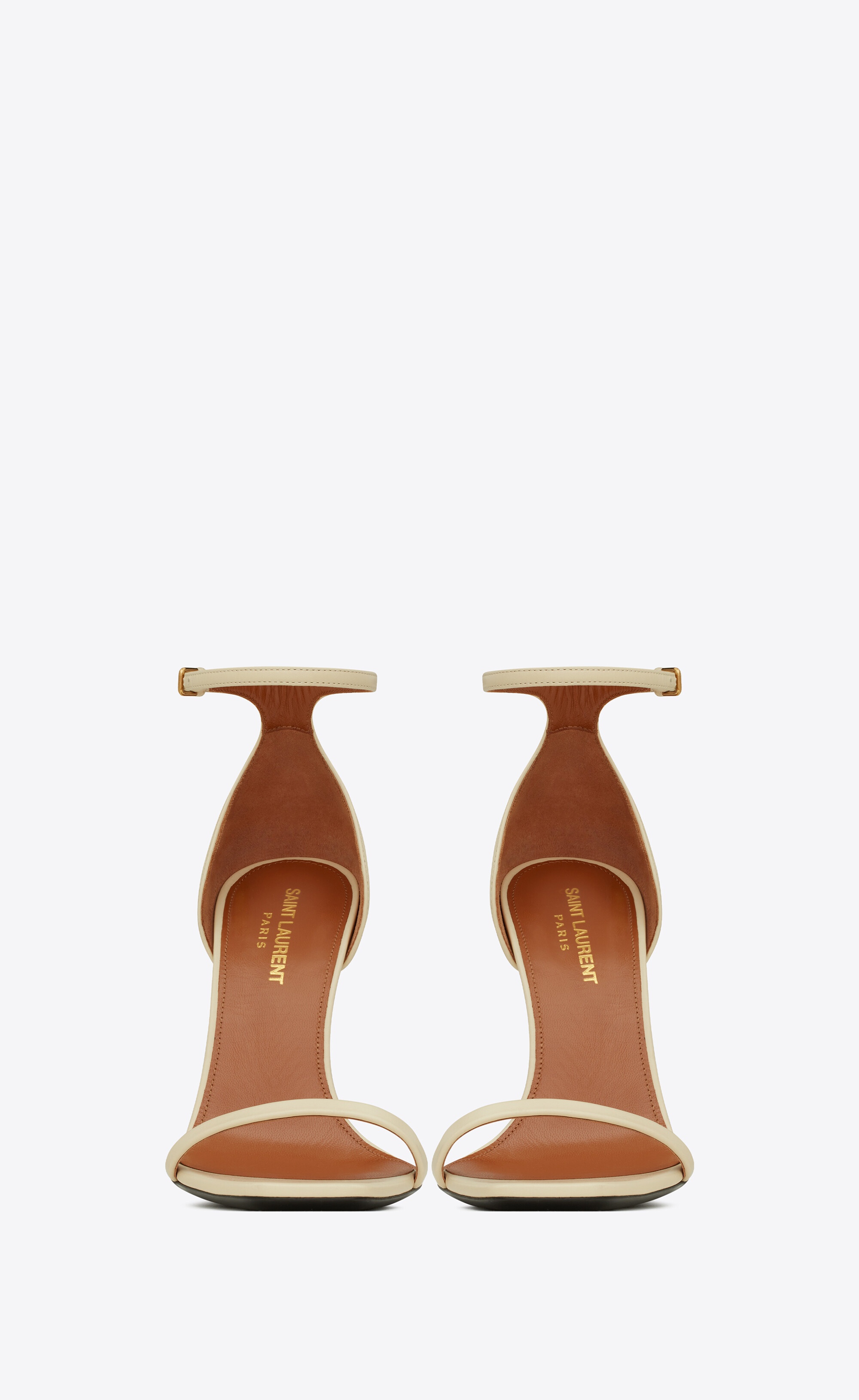 SAINT LAURENT opyum sandals in smooth leather with a gold-tone 