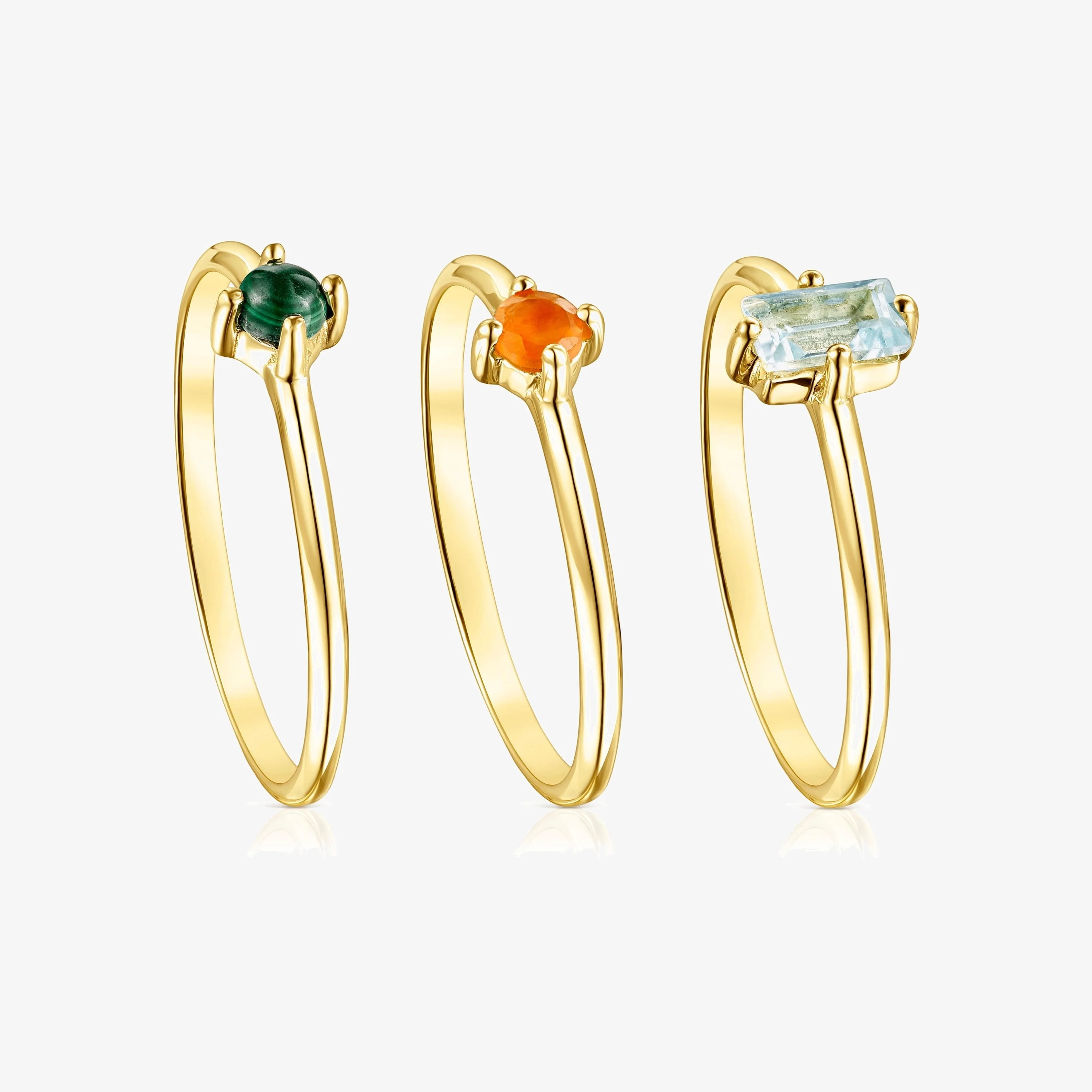 Set of 18K gold vermeil TOUS Good Vibes Rings with Gemstones - 1