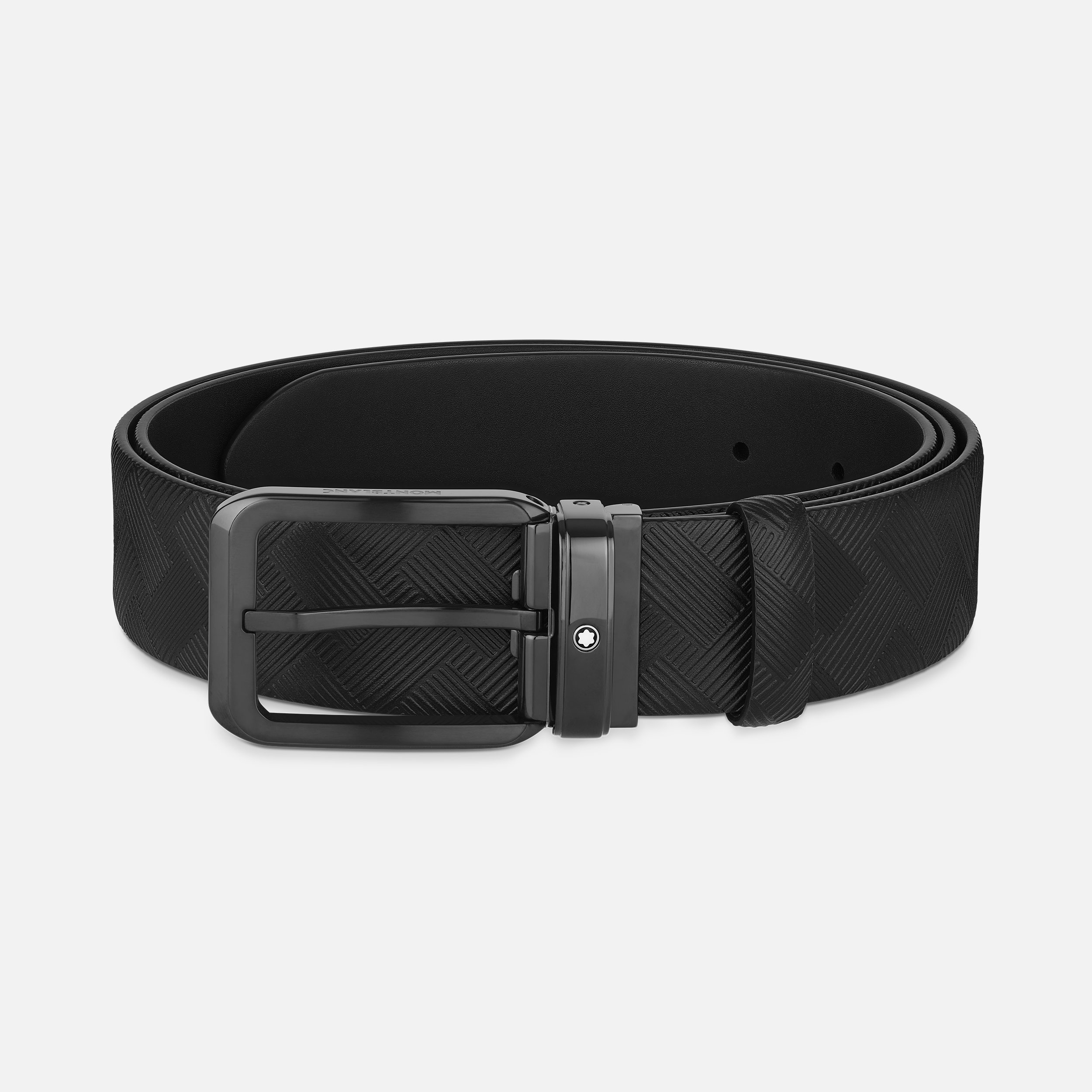 Black 35 mm reversible leather belt - 1
