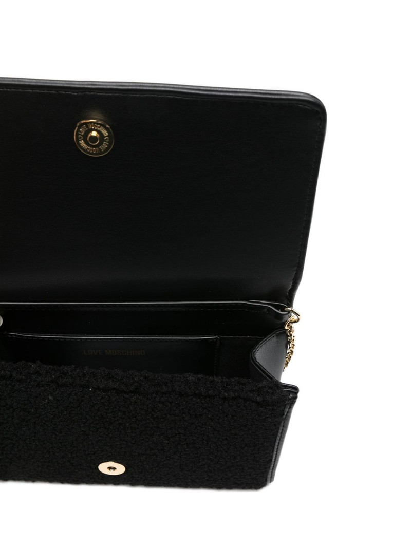 logo-plaque shearling shoulder bag 5