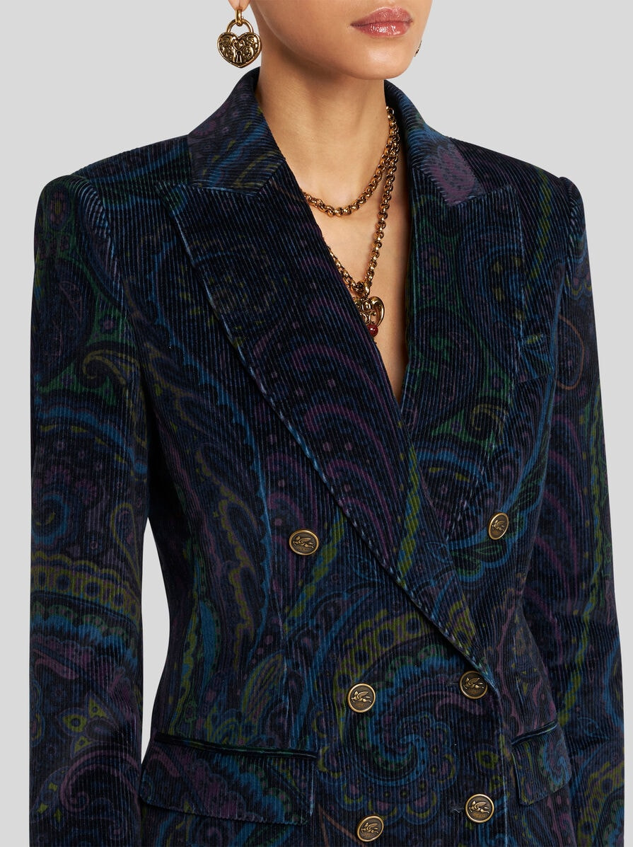 DOUBLE-BREASTED JACKET IN PRINTED CORDUROY VELVET - 2