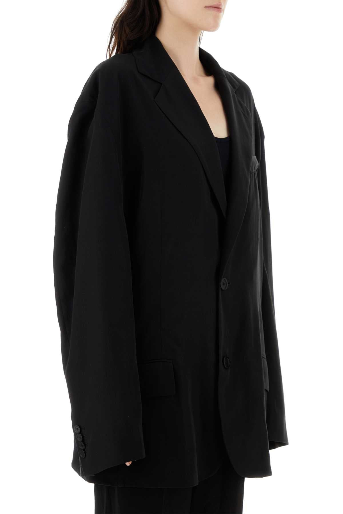 Balenciaga Women Black Jersey Oversize Blazer - 3