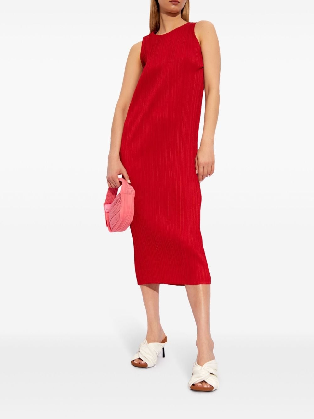 plissé sleeveless midi dress - 2