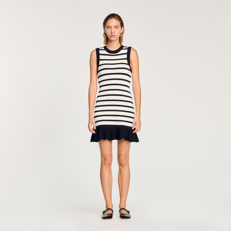 Sandro STRIPED KNIT MINI DRESS outlook
