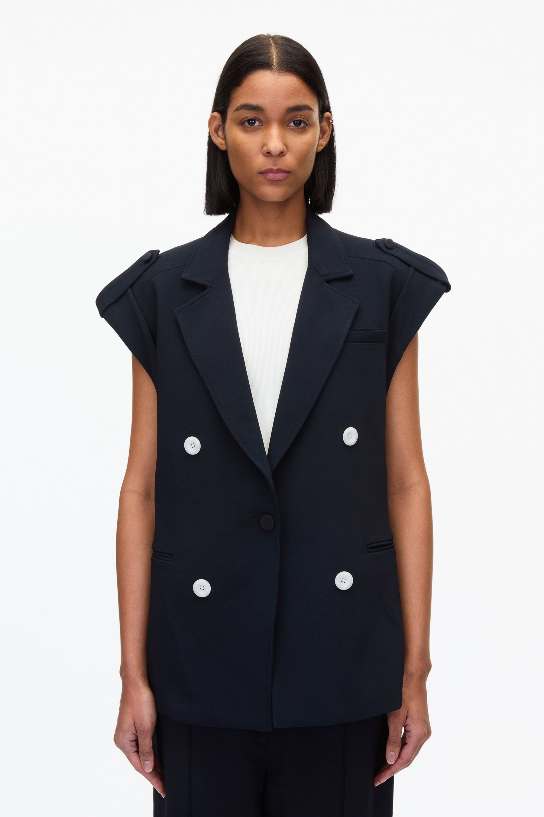 Cocoon Tailored Vest with Rolled Sleeve - 2