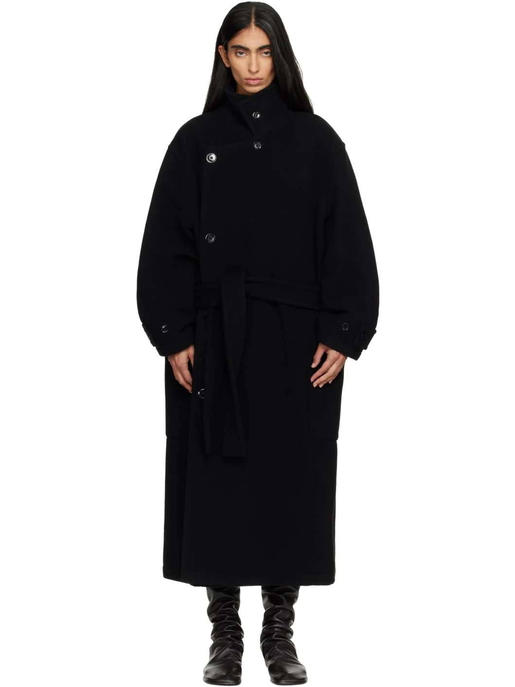 Black Wrap Coat - 1
