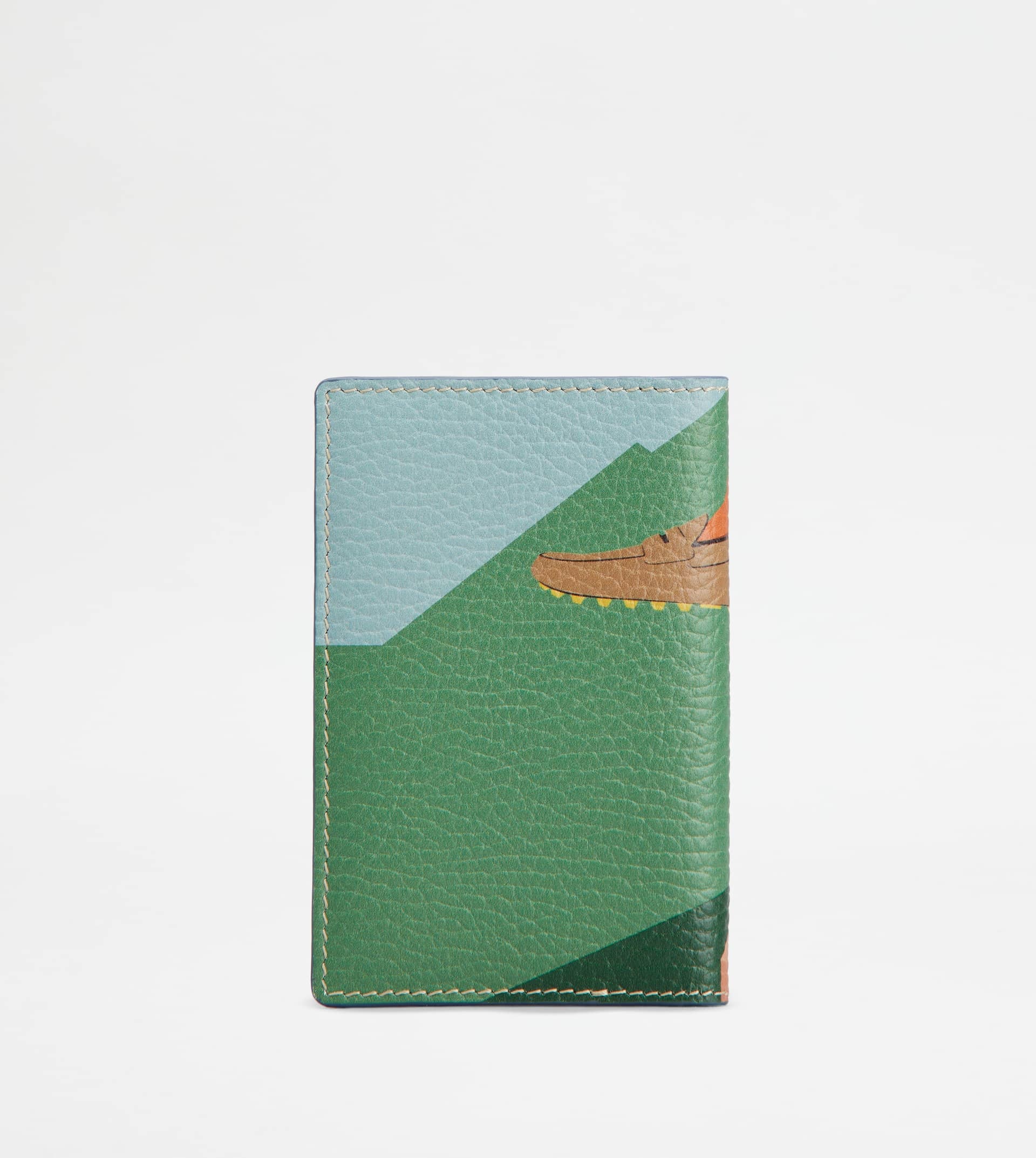 CARD HOLDER IN LEATHER - PINK, GREEN - 3