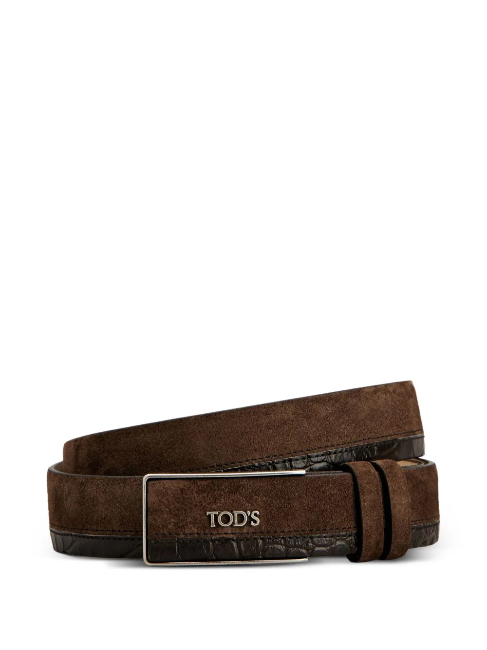 crocodile-effect suede belt - 1