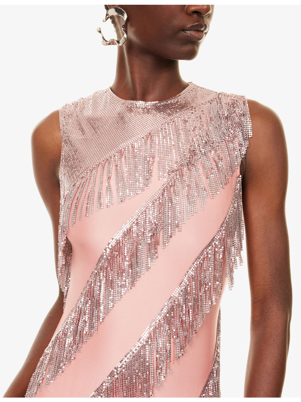 Fringed Sleeveless Stretch-Woven Maxi Dress - 5