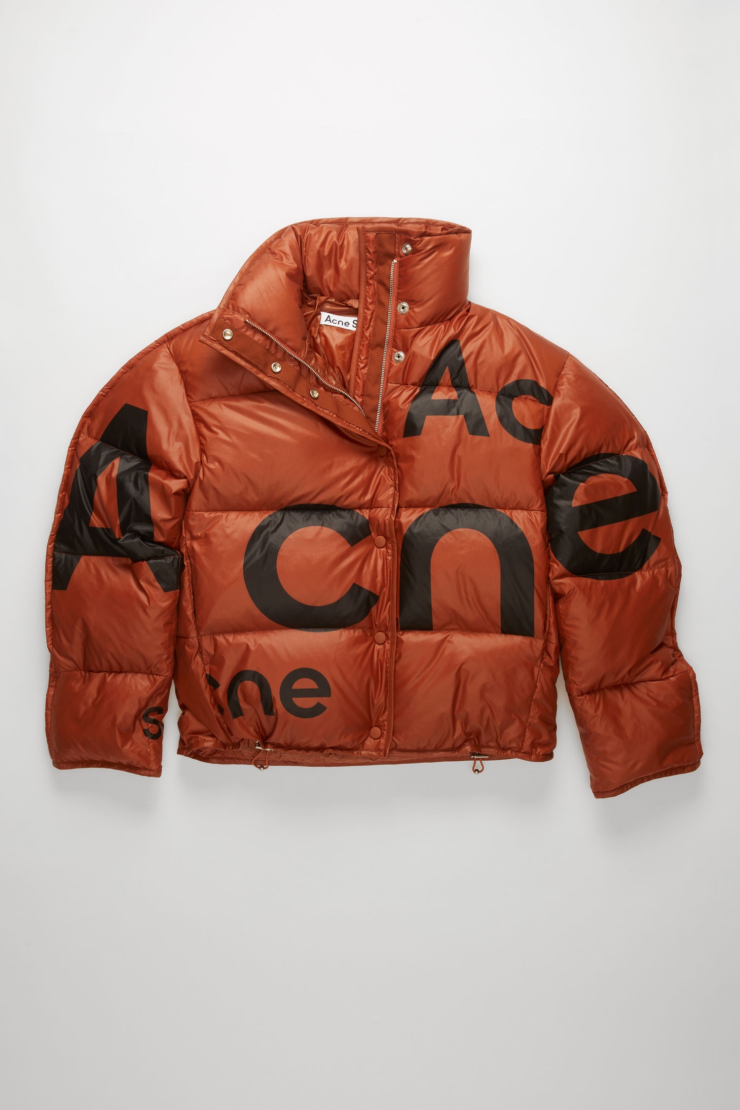 Logo-print puffer jacket rust orange - 1