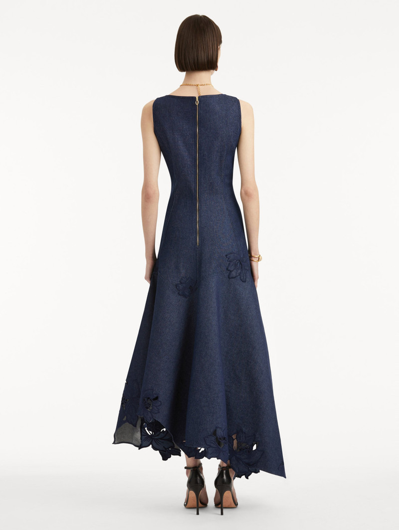 PEONY EMBROIDERED DENIM DRESS 3
