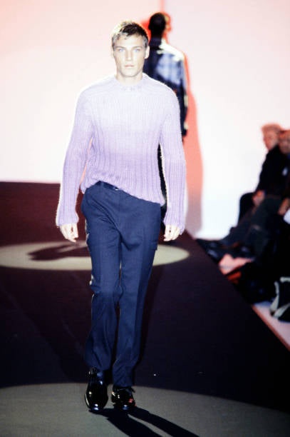 Gucci Fall 1998 Menswear Purple Ombré Heavyweight Knit Turtleneck Sweater L - 2