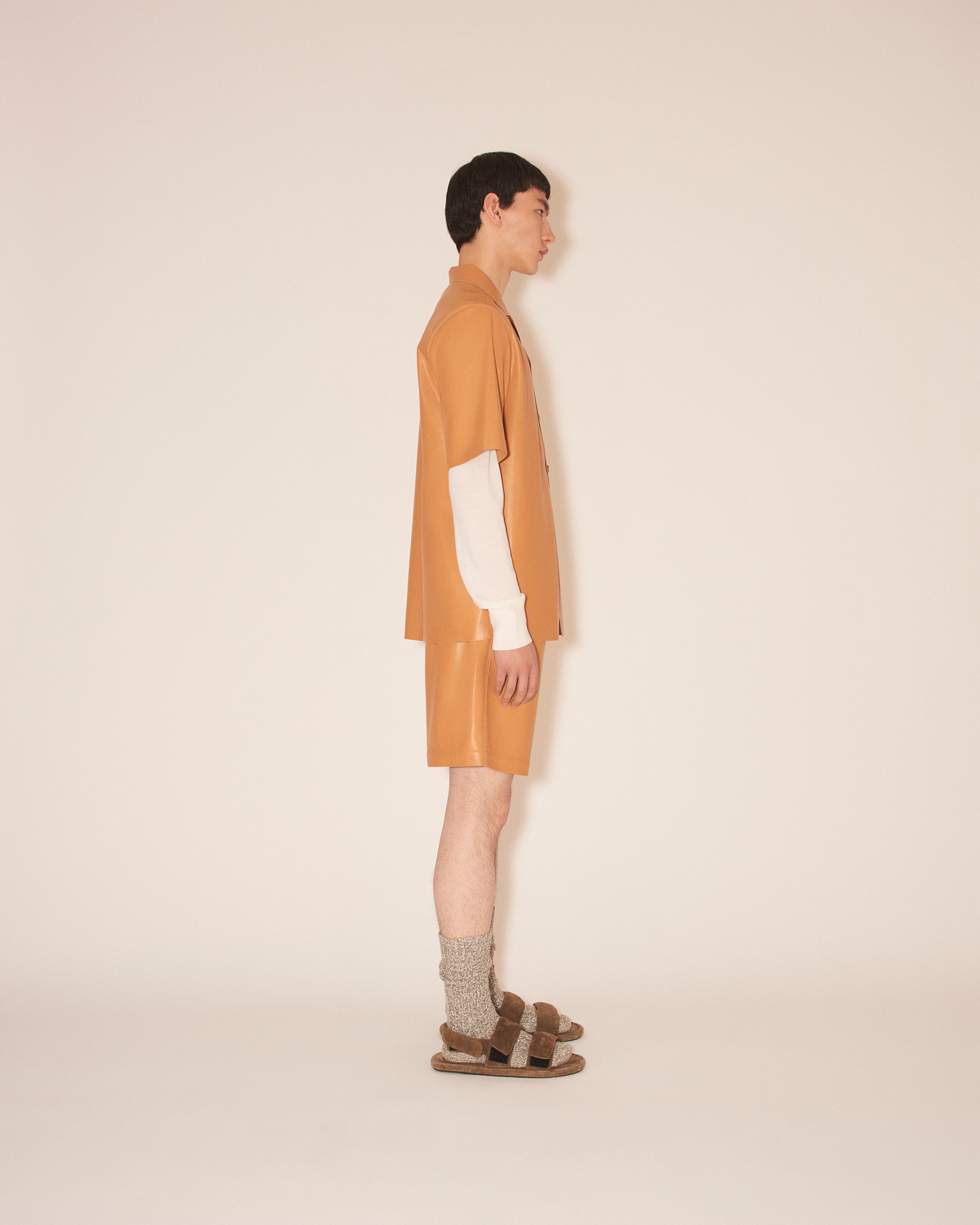 BODIL - OKOBOR™ alt-leather shirt - Tan - 3