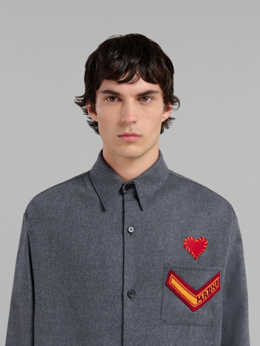 GREY FLANNEL SHIRT WITH PATCHES - 4