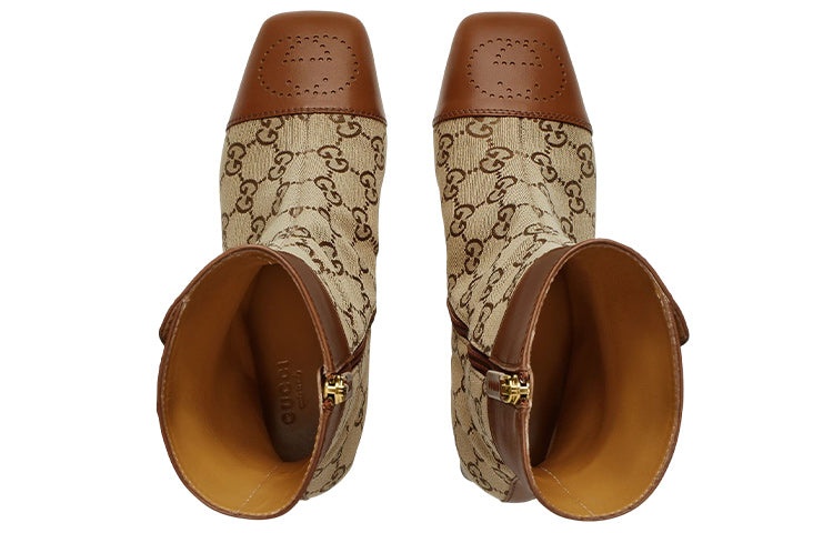 (WMNS) Gucci Ankle boots with GG monogram 'Brown Beige' 700023-21HH0-2582 - 4
