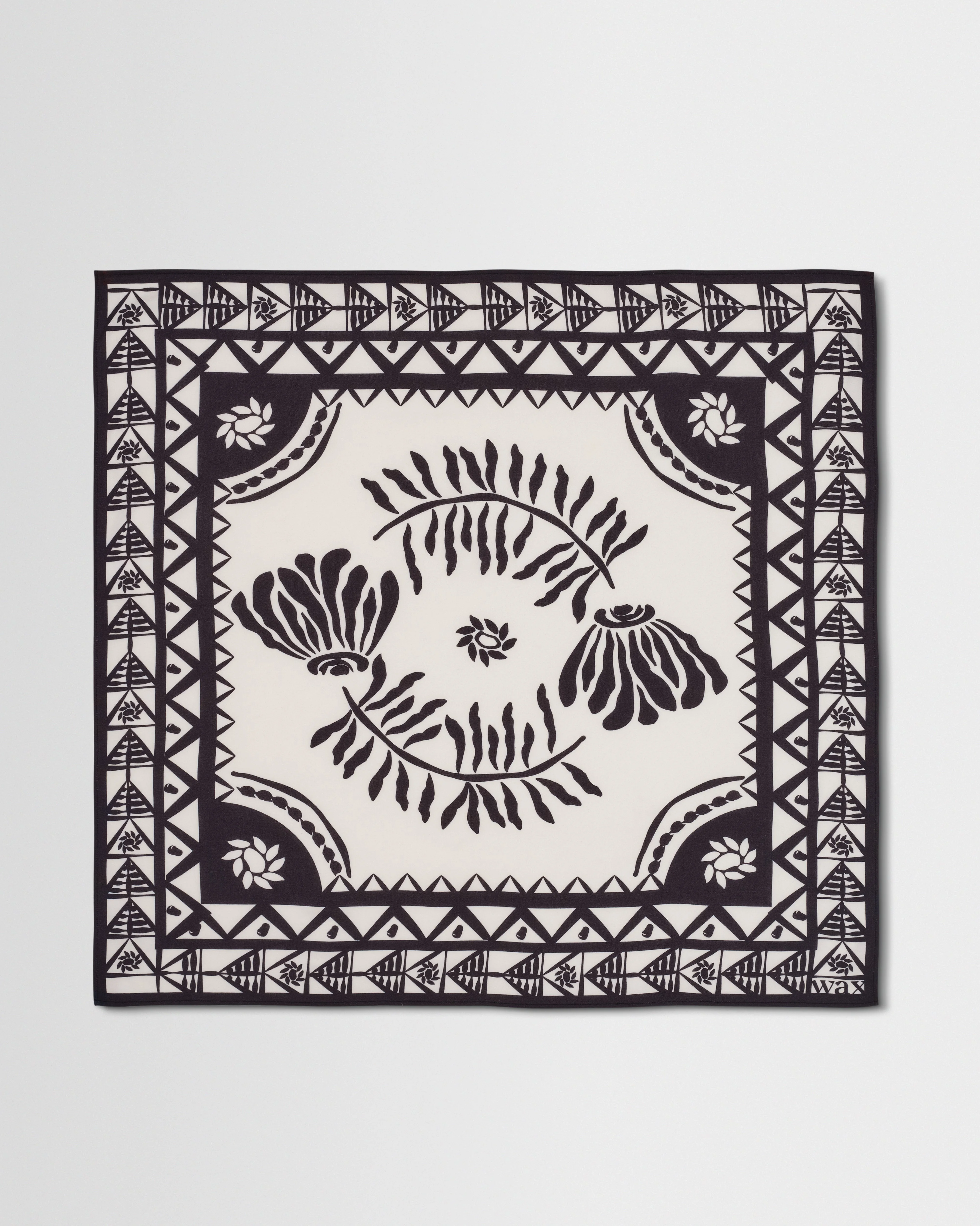 Sloane - Navy And Ecru Painted Flower Neck Scarf - 1