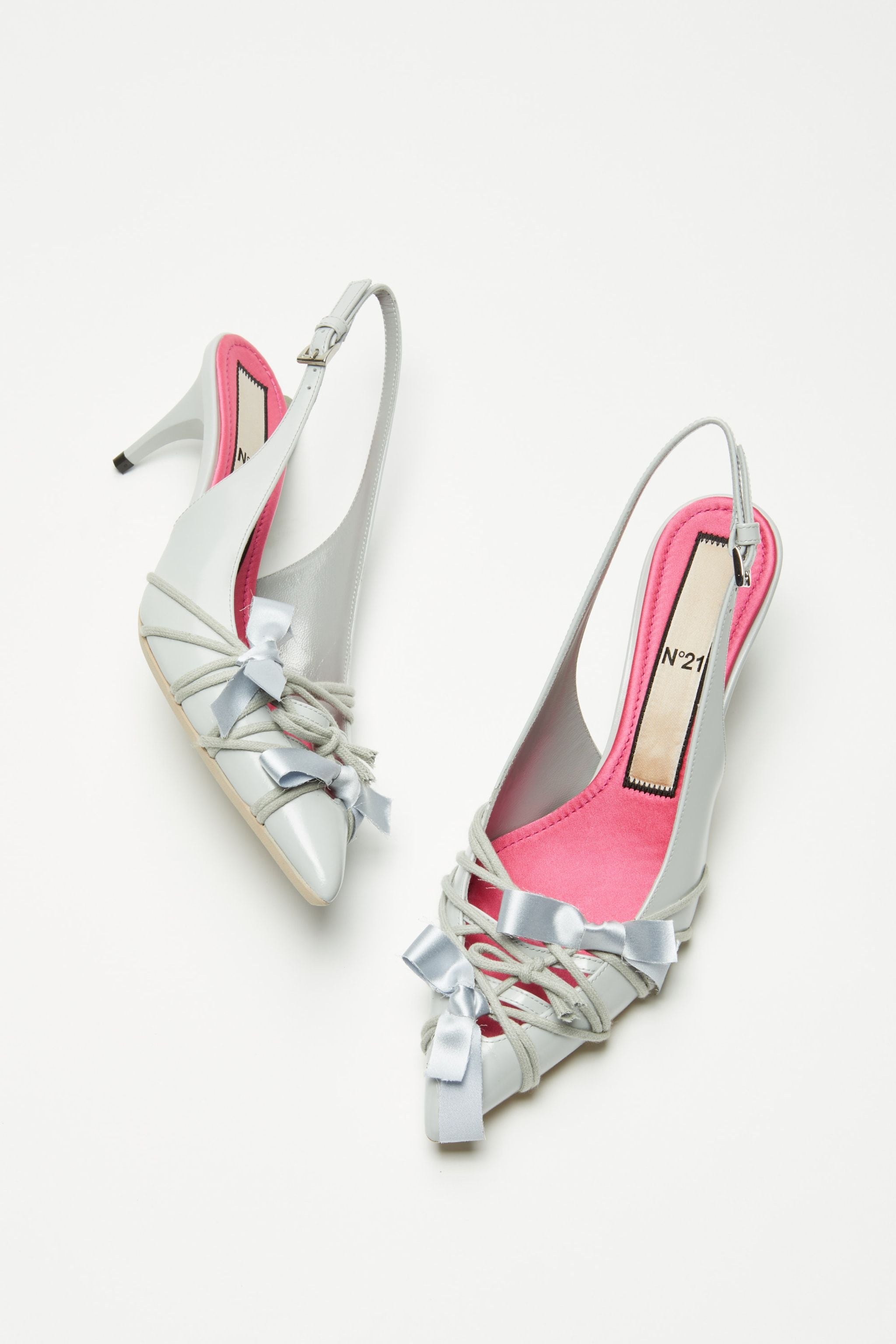 BOW-EMBELLISHED LEATHER SLINGBACK PUMPS - 5