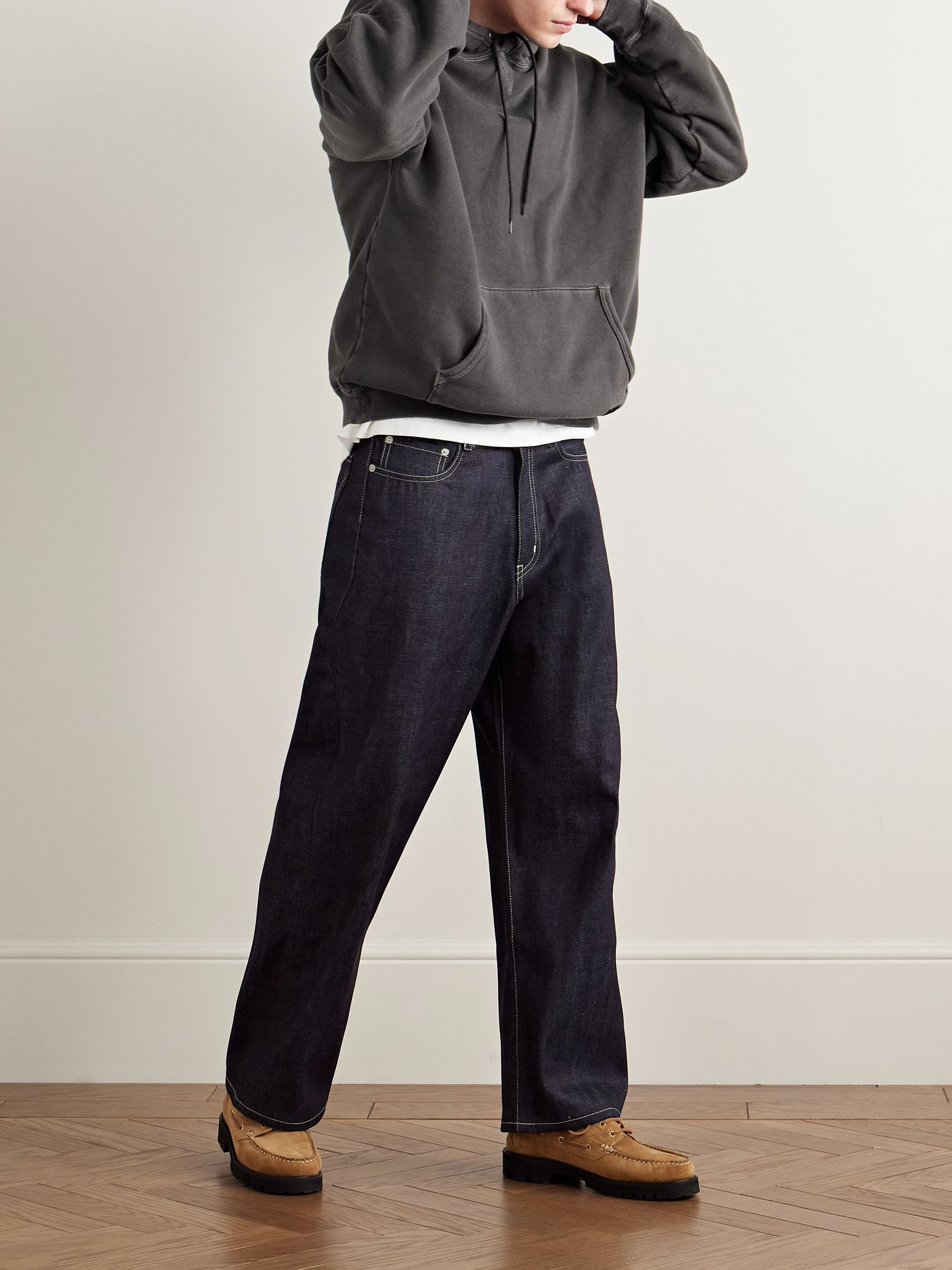 Pigment-Dyed Logo-Appliquéd Cotton-Jersey Hoodie Black - 2